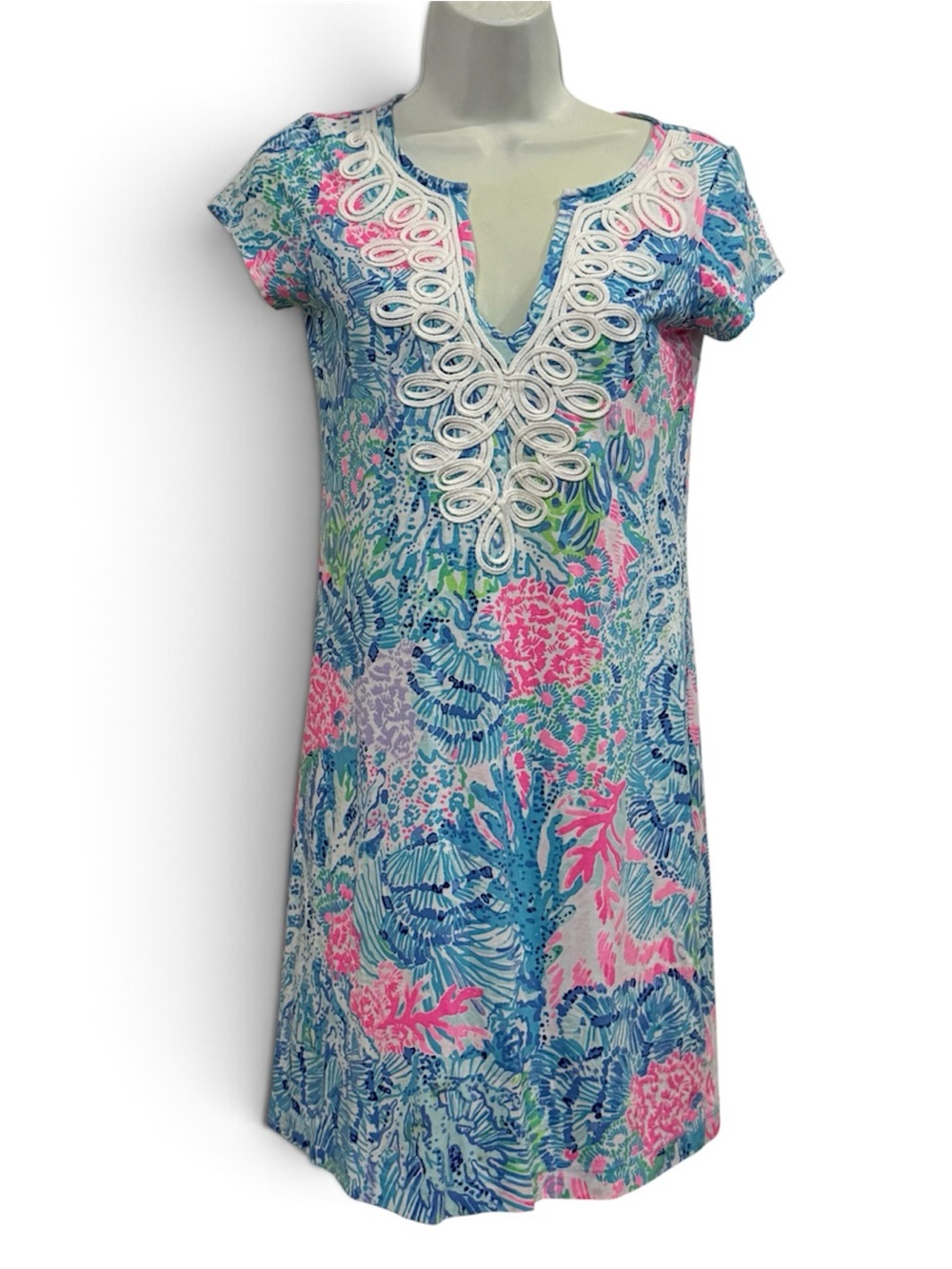 Lilly Pulitzer Women’s Short Sleeve jersey Dress in Blue & Pink XS